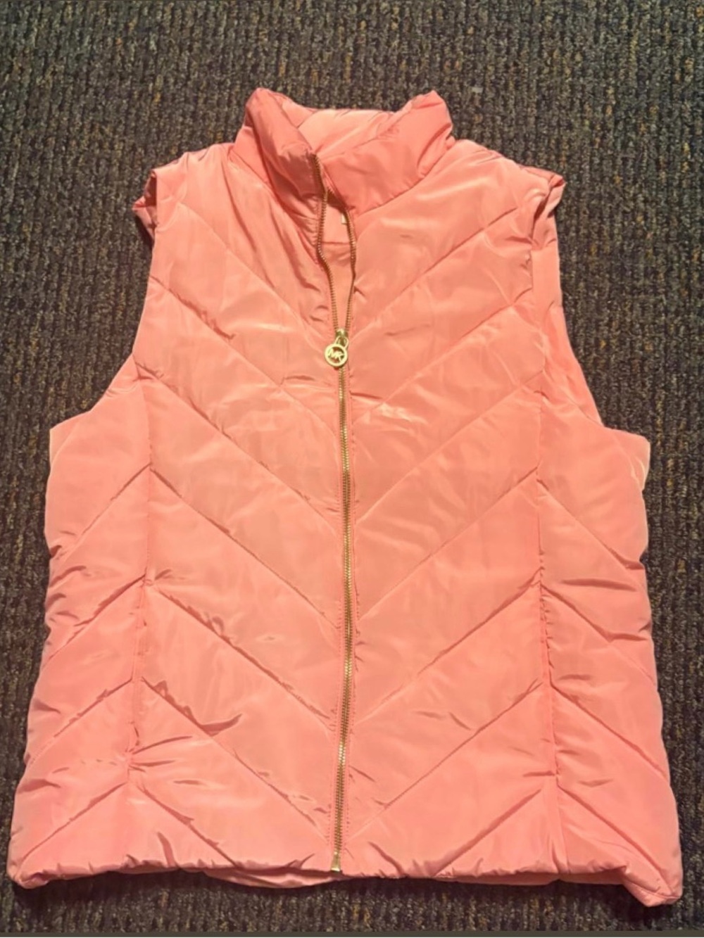 Michael Kors Coral Quilted Puffer Vest with Gold Hardware